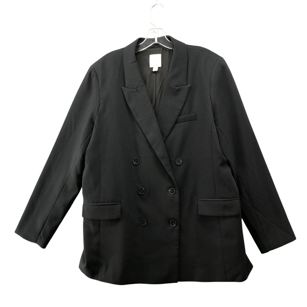 Joie Oversized Blazer Womens XL Black Double Breasted Notch Collar Longline